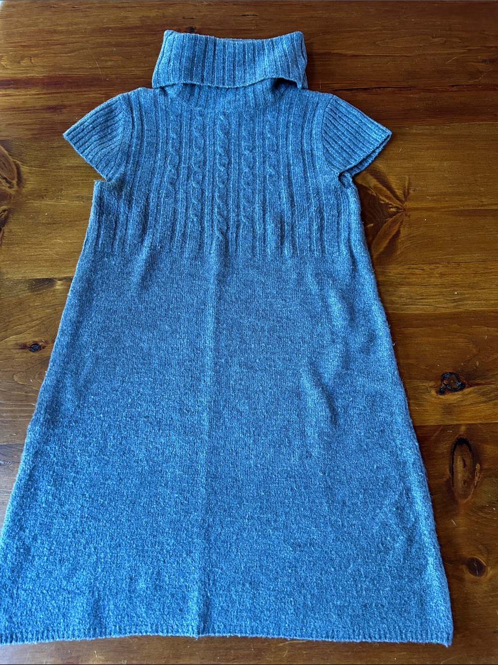 Love Rocks Grey Short-Sleeve Turtleneck Sweater Dress